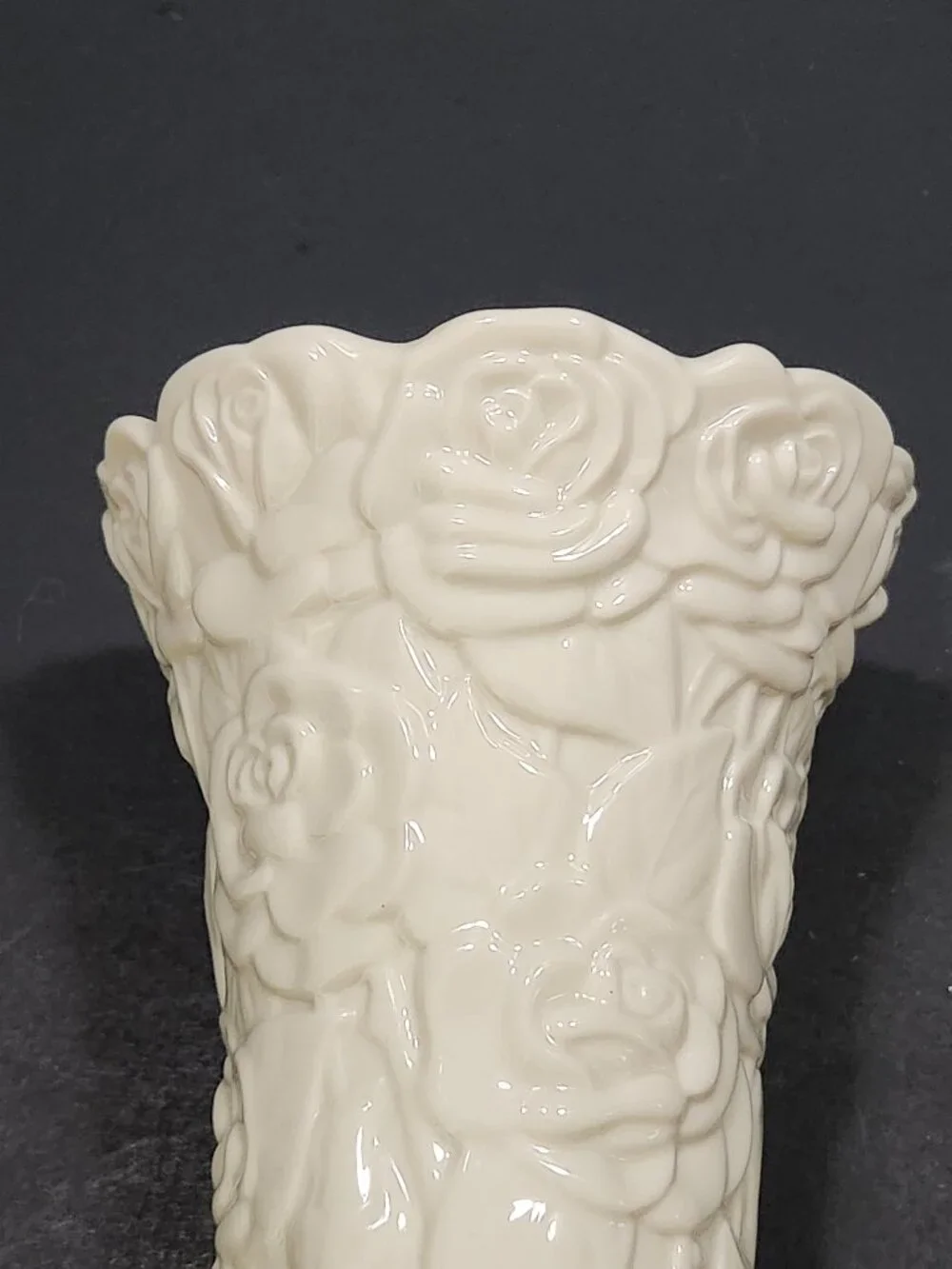 VTG Lenox Floral Gallery Collection Rose Porcelain Embossed Fluted Vase 8.5